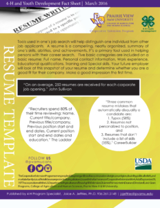 4-H Resume Fact Sheet